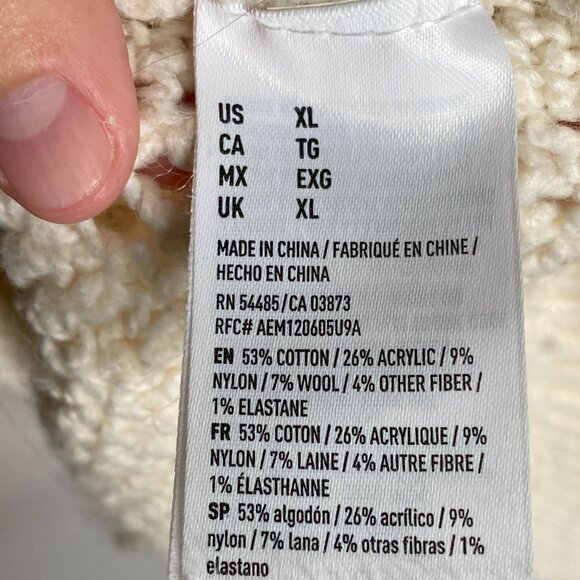 American Eagle Womens Open Cable Knit Sweater Size Extra Large Cream Casual Cozy - Picture 13 of 14
